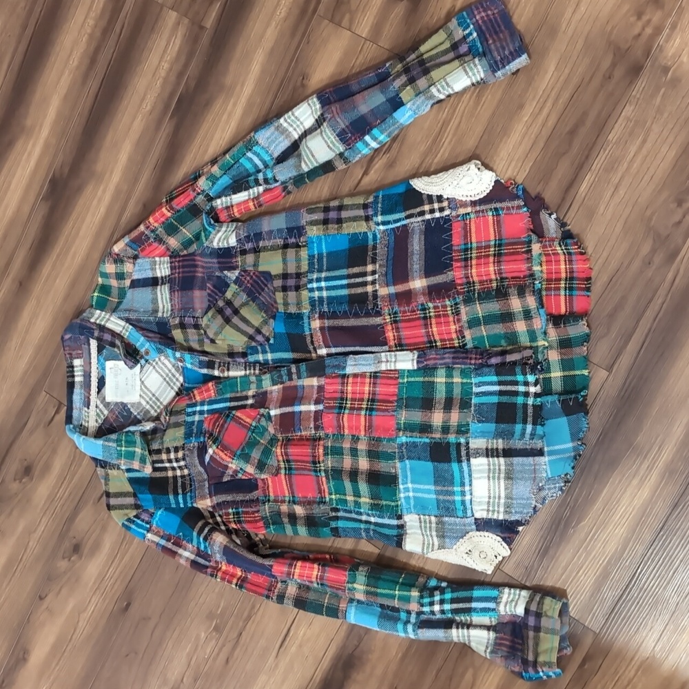 Free People vintage patchwork flannel shirt